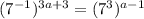 (7^{-1})^{3a+3} = (7^3)^{a-1}