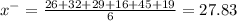 x^{-} = \frac{26+32+29+16+45+19}{6} = 27.83