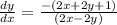 \frac{dy}{dx} = \frac{- (2x +2y +1)}{( 2  x   - 2 y)}