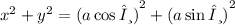 {x}^{2}  +  {y}^{2}  =  {(a \cosθ )}^{2}  +  {(a \sinθ) }^{2}