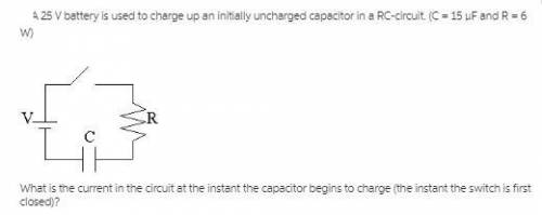 What is the current in the circuit at the instant the capacitor begins to charge (the instant the sw