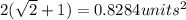 2(\sqrt{2} +1)=0.8284 units^2