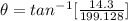 \theta  =  tan^{-1}[\frac{ 14.3}{199.128} ]