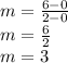 m=\frac{6-0}{2-0}\\m=\frac{6}{2}\\m=3