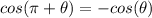 cos(\pi + \theta) = -cos(\theta)