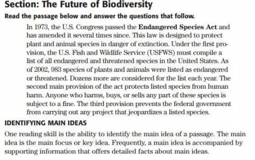 2. Who was responsible for passing this law? the state of California c. the U.S. Fish and Wildlife S
