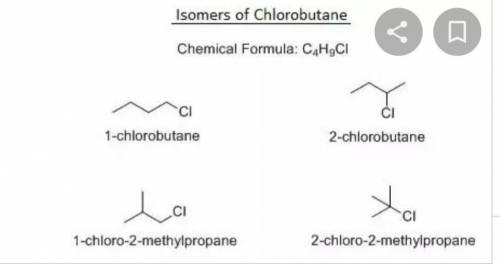 Butane reacts with chlorine to form 2 isomers. Name these 2 isomers.