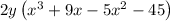 2y\left(x^3+9x-5x^2-45\right)