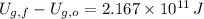 U_{g,f} - U_{g,o} = 2.167\times 10^{11}\,J