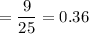 =\dfrac{9}{25}=0.36