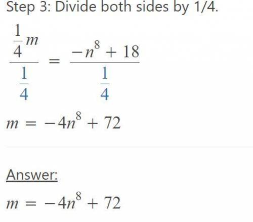 What is the value of 1/4m +n 8 - 6 = 12 *