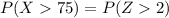 P(X   75) =  P(Z   2)