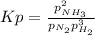 Kp=\frac{p_{NH_3}^2}{p_{N_2}p_{H_2}^3}