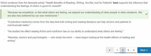 Which evidence from the Newsela article “Health Benefits of Reading, Writing, Are Not Just for Patie