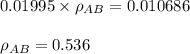 0.01995 \times \rho_{AB} = 0.010686\\\\\rho_{AB} = 0.536