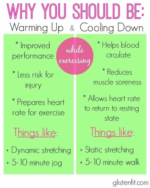 Below are steps of a work out from warm up steps through the cool down. Place steps in order from 1