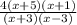 \frac{4(x + 5)(x + 1)}{(x + 3)(x - 3)}
