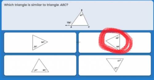 Which triangle is similar to abc? pls answer asap ;w;