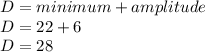 D=minimum + amplitude\\D=22+6\\D = 28