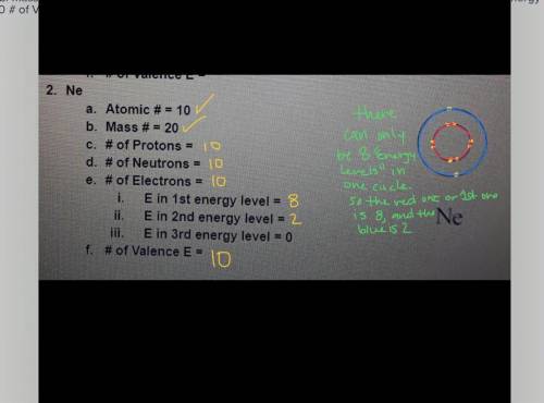 a. Atomic #= 3 b. Mass #=7 c. # of Protons = d. # of Neutrons = e. # of Electrons = E in Ist energy