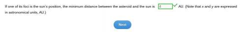 An asteroid follows a hyperbolic path defined by the equation 16x2 − 9y2 = 576. If one of its foci i