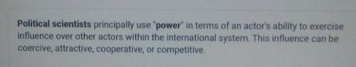 In political science, instiutional power is best described as what?