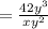 =\frac{42y^3}{xy^2}