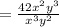 =\frac{42x^2y^3}{x^3y^2}