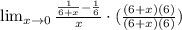 \lim_{x \to 0} \frac{\frac{1}{6+x}-\frac{1}{6}}{x}\cdot (\frac{(6+x)(6)}{(6+x)(6)})