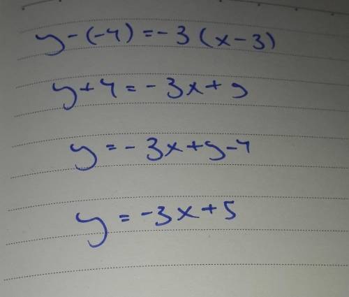 Find the Equation of the Line. L is parallel to y- -3x.