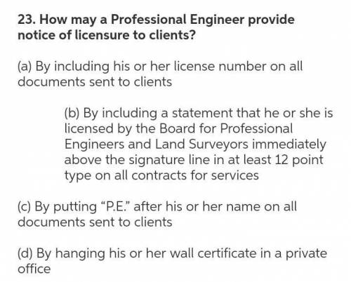 How may a Professional Engineer provide notice of licensure to clients?