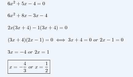 How to solve 6x^2+5x-4=0