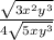 \frac{\sqrt{3x^2y^3}}{4\sqrt{5xy^3}}