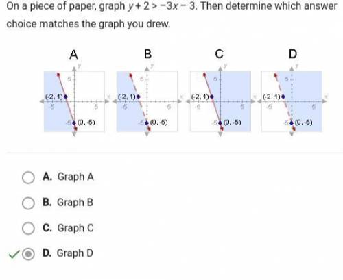On a piece of graph paper, graph y=2x-3. Then determine which answer matches the graph you drew.