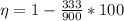 \eta =  1 -  \frac{333}{900} *100