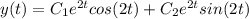 y(t) = C_{1}e^{2 t} cos(2 t) + C_{2}e^{2 t} sin(2t)