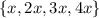 \{x, 2x, 3x, 4x\}