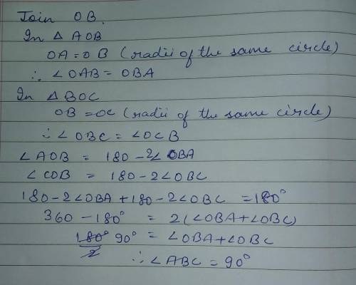 Write down the size of angle ABC give a reason for your answer