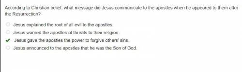 According to Christian beliet, what message did Jesus communicate to the apostles when he appeared t