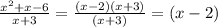 \frac{x^{2} + x - 6}{x + 3} = \frac{(x-2)(x+3)}{(x + 3)} = (x-2)