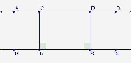 Cr and ds are perpendiculars dropped from ab to pq , and ab is perpendicular to cr and ds . if cr =