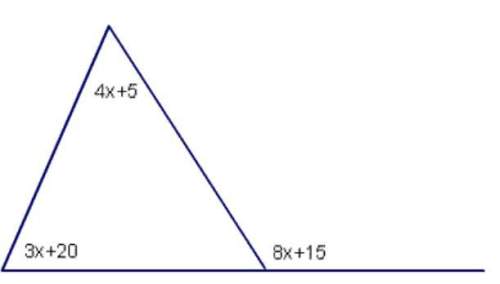Calculate the value of the exterior angle a. 10 b. 95 c. 3