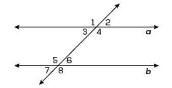 Lines a and b are parallel. which angle is congruent to 4?  a. 2