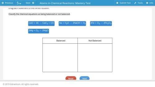 Classify the chemical equations as being balanced or not balanced.