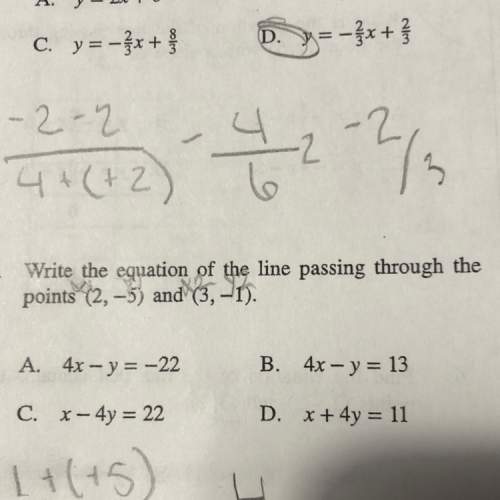 The equation of the line passing through the points (2,-5) &amp; (3,-1)