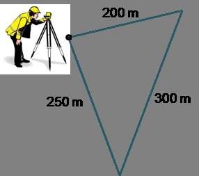Asurveyor measures the lengths of the sides of a triangular plot of land. what is the measure of the