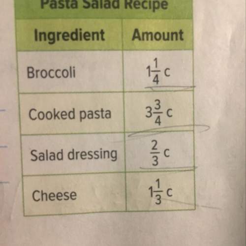 Alano wants to make one and a half batches of the pasta salad recipe shown at the right. how m