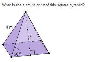 What is the slant height x of this square pyramid?