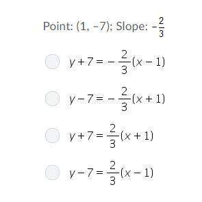 Which is a equation in point-slope form for the given point and slope?