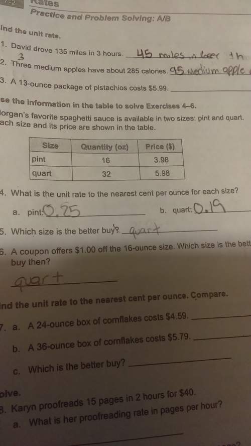 What is the unit rate to the nearest cent per ounce for each size